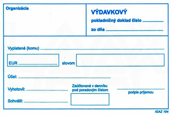 výdavkový pokl.doklad bez DPH  A6