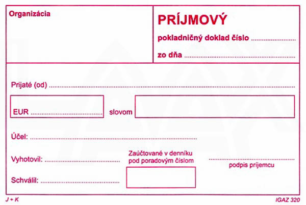 príjmový pokl.doklad bez DPH