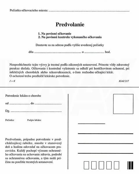 predvol. na povinné očkovanie  A6