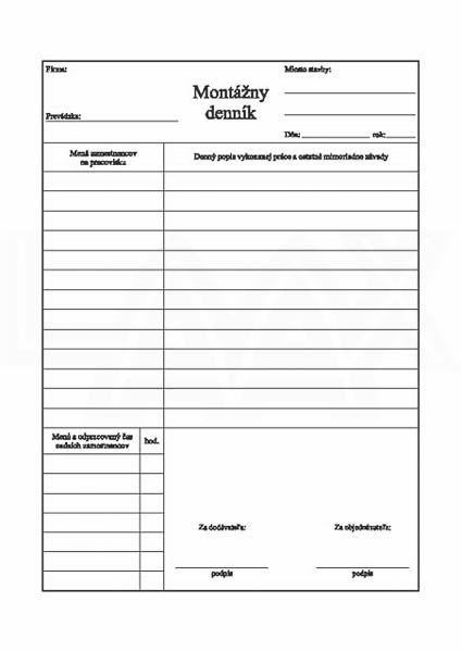 montážny denník samoprepis  A4
