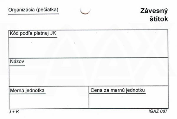 závesný štítok na šírku A7